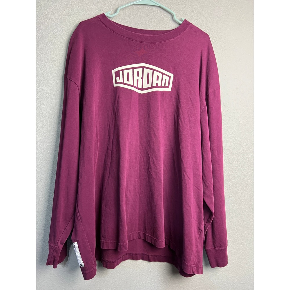 Michael Jordan Long SL Graphic Logo‎ T-Shirt Maroon 3XL 100% Cotton Relaxed Fit